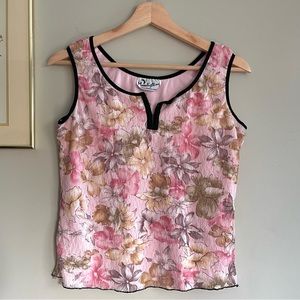 Y2K style lace/floral tank top